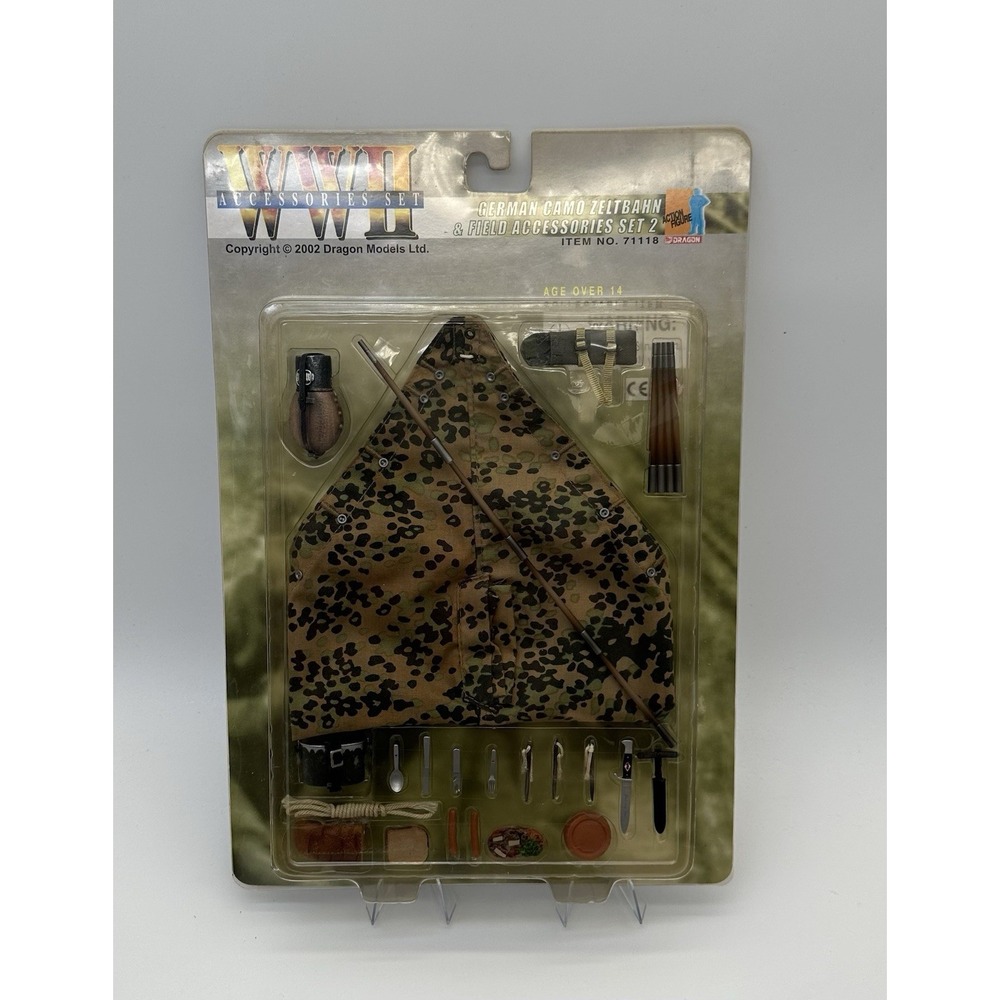 DRAGON WWII GERMAN CAMO ZELTBAHN & FIELD ACCESSORIES SET 2 71118 1/6 SCALE